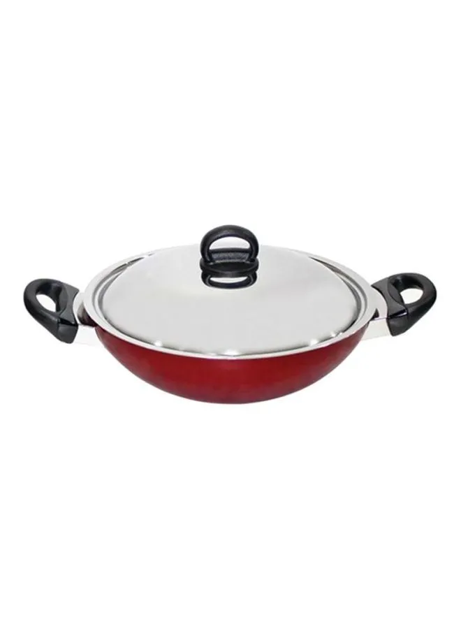 Prestige Classic. Flat Bottom Kadai Red/Black/Silver 20cm