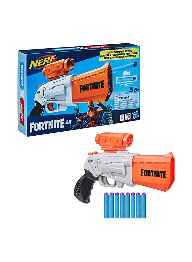 NERF Nerf Fortnite Sr Blaster -- 4-Dart Hammer Action -- Includes Removable Scope And 8 Official Nerf Elite Darts -- For Youth, Teens, Adults