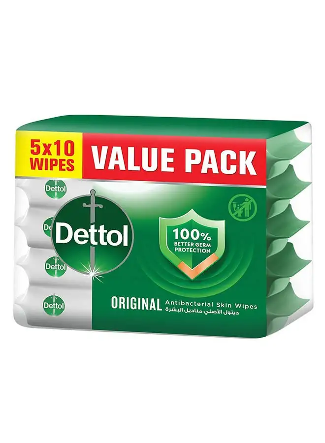 Dettol Original Antibacterial Skin Wipes , Pack of 50 Water Wipes