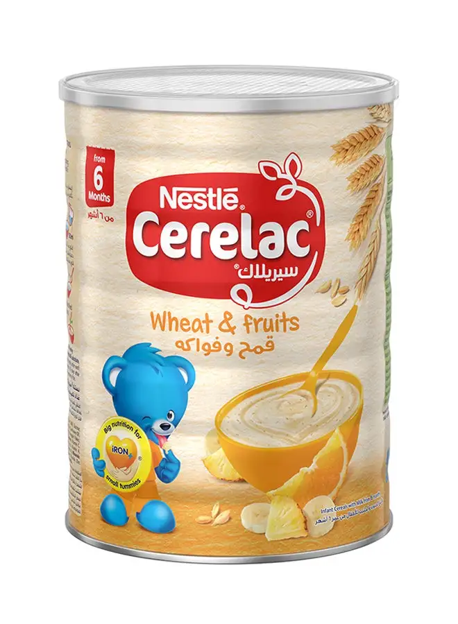 Cerelac Nestle Infant Cereals with Iron Plus Wheat And Fruits From 6 Months Tin Orange 1000grams