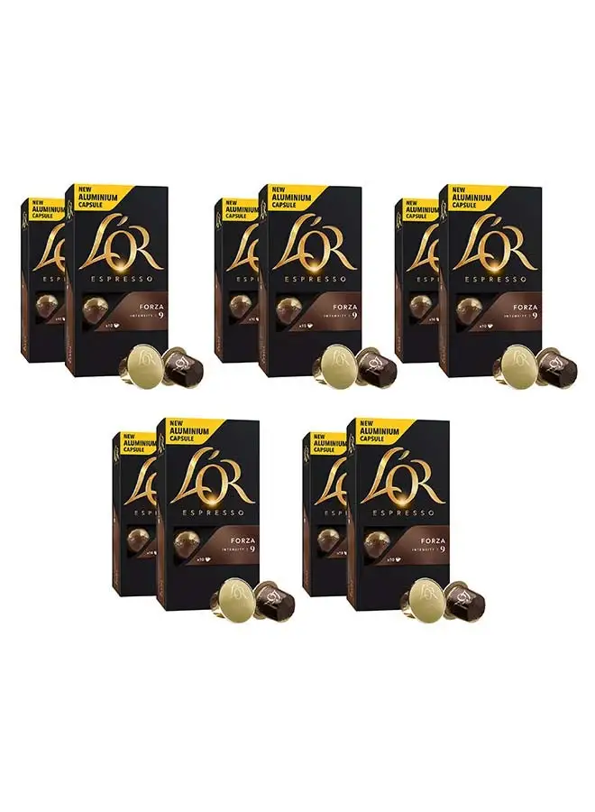 L'OR Nespresso Compatible Aluminium Coffee Capsules Forza 52grams Pack of 10