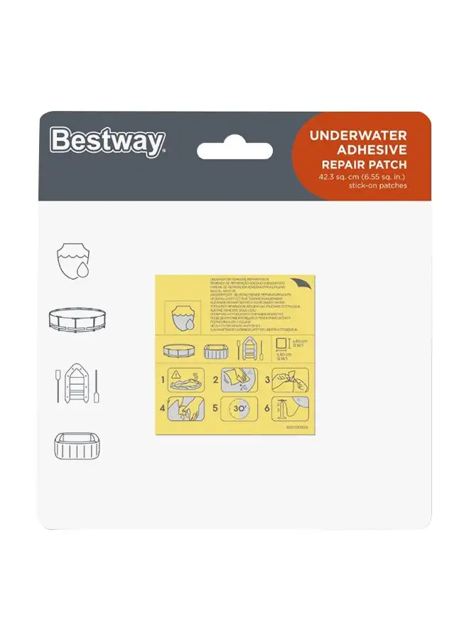 Bestway 10-Piece Self-Adhesive Stick On Underwater Repair Pool Patch Set Suitable For Sealing Holes 6.5x6.5cm