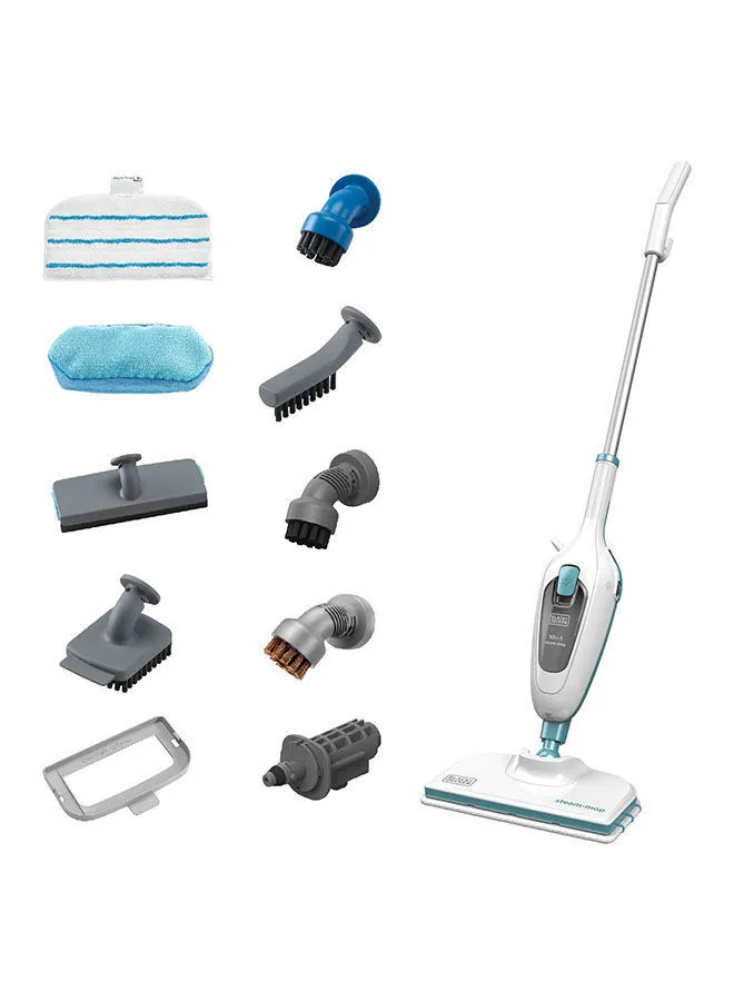 BLACK+DECKER 10-in-1 Electric Steam Mop with 10 attachments 1300.0 W FSMH13E10-B5 White/Blue