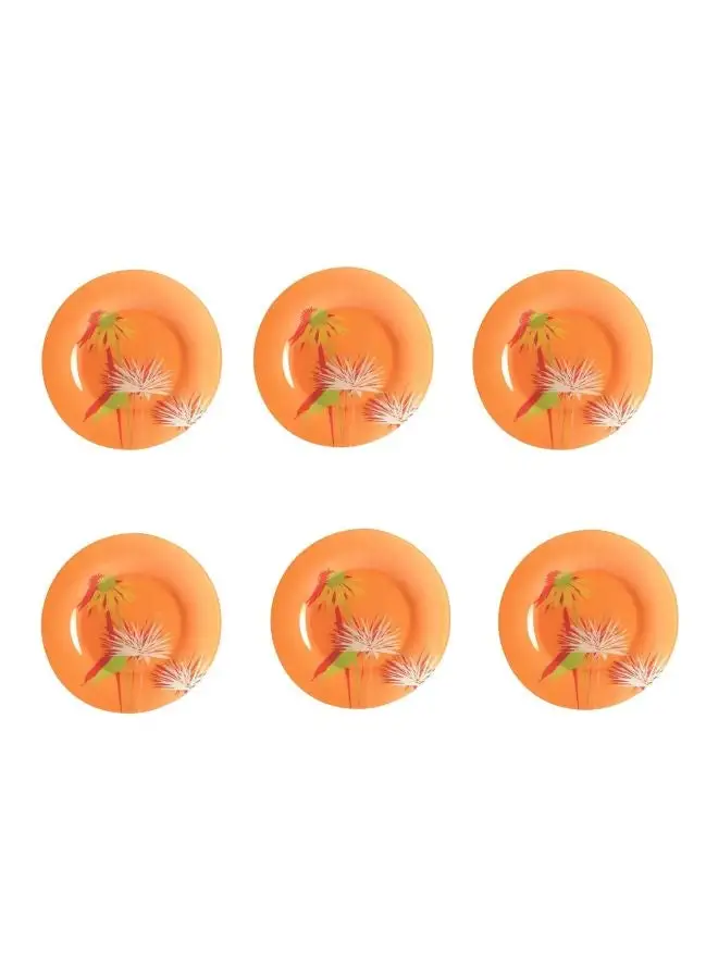 Luminarc 6-Piece Flower Printed Dessert Plates Orange/White/Green 6x19cm