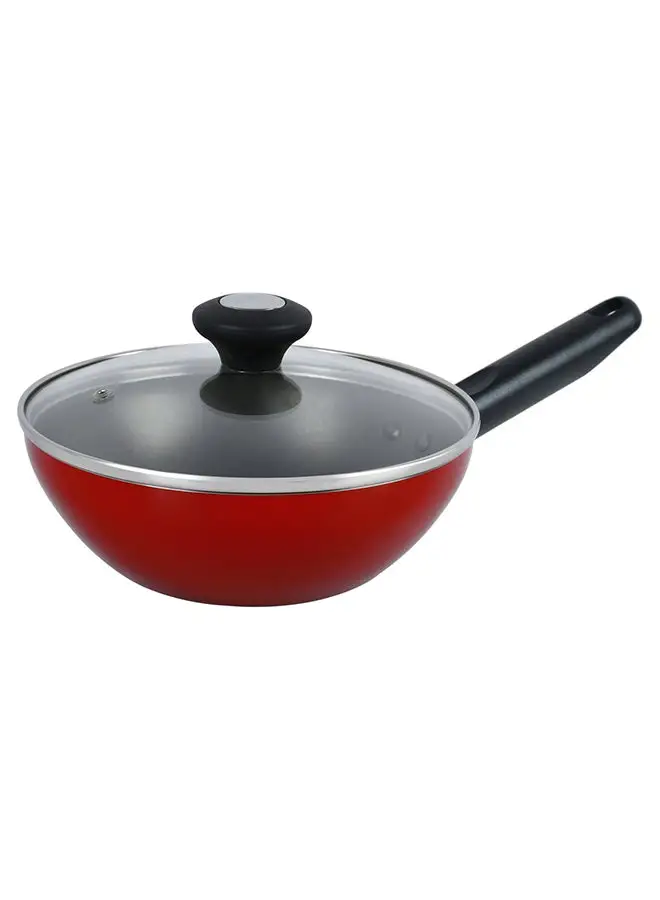 Prestige Classique Covered Wok Glass Lid Red/Silver/Black 8/20cm