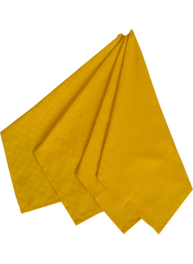 Hotel Linen Klub 4-Piece Dobby Jacquard Table Cloth Napkin Yellow 50x50cm