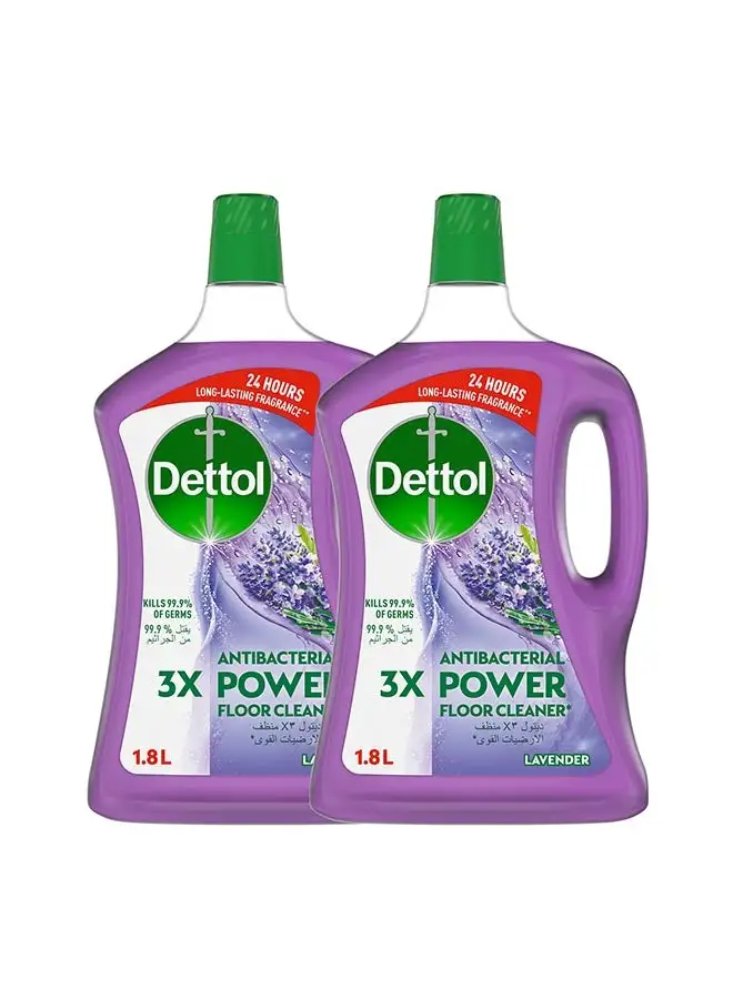 Dettol Pack Of 2 Lavender Flavour Anti-Bacterial Power Floor Cleaner Purple 2 x 1.8L