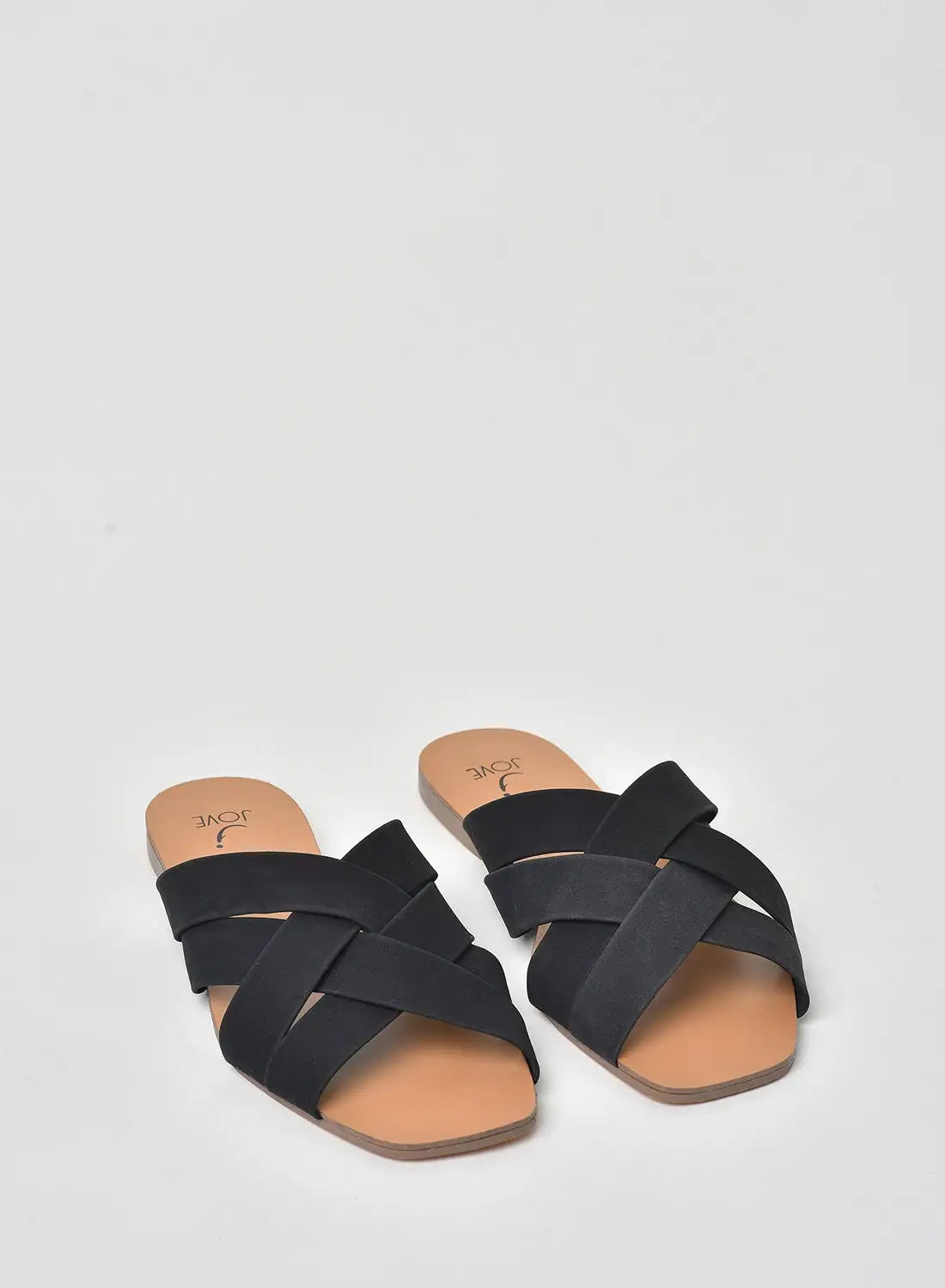 Jove Stylish Elegant Flat Sandals Black