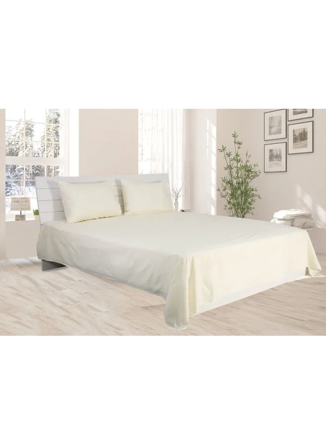 Hotel Linen Klub Hotel Linen Klub 1Pc Single Flat Sheet Set-Fabric:  144Tc Cotton Blend -Size: 170x240cm + 1 pillowcase 50x75cm Cotton Blend Cream 170x240cm