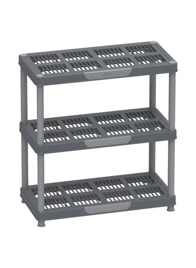 Cosmoplast 3-Tiers Shelving Storage Rack Grey