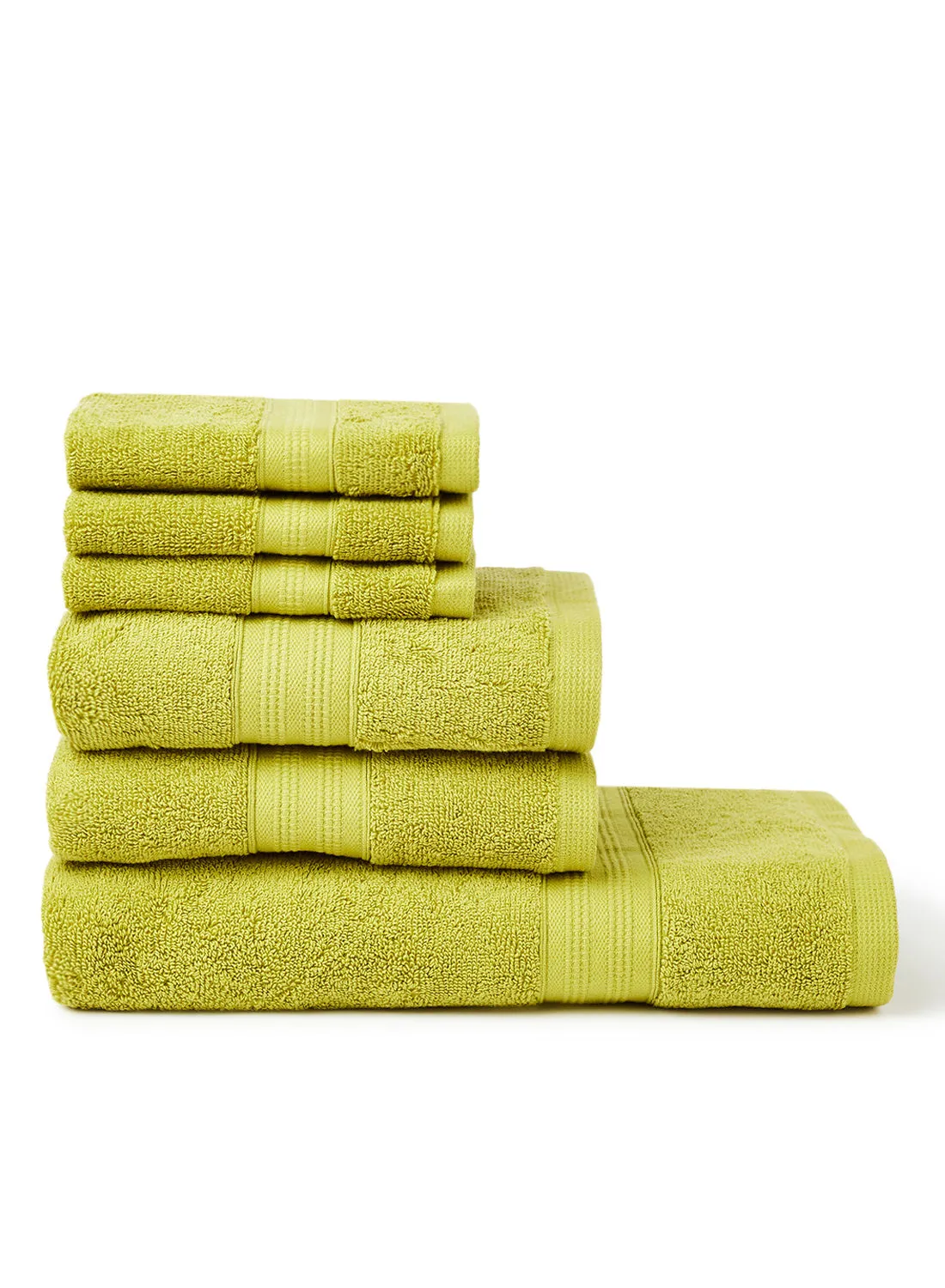 White Rose 6-Pieces Towel Set Fancy Border Green 70X140cm