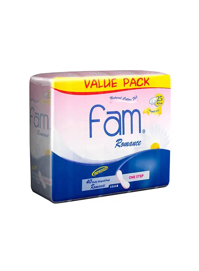 Fam Feminine Napkins Maxi Non Wing Romance 40 Pads White