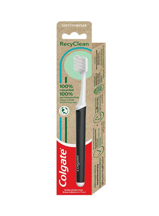 Colgate Recycled Plastic Handle With Plant Based Bristles Toothbrush Black/White