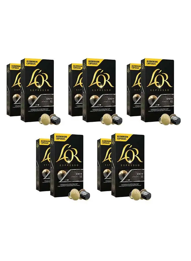 L'OR Espresso Coffee Onyx Intensity 12 Nespresso Compatible Aluminium Coffee 10 Capsules 52grams