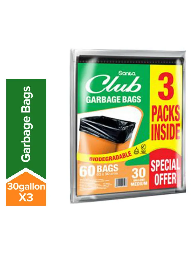 Sanita Biodegradable Garbage 20 Bags Pack of 3 Black