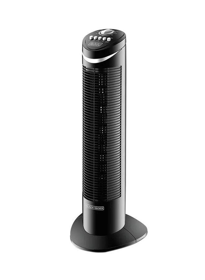 BLACK+DECKER 50W Tower Fan 3 Speeds Low/Medium/High 65, Wide Oscillation Adjustable Portable/Travel Friendly Design With 120 min Timer, For The Perfect Temperature With Tropical Motor TF50-B5 Black