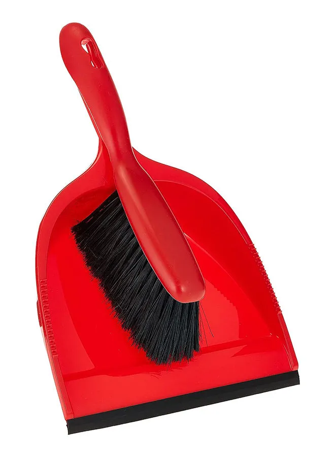 Vileda Standard Shovel and Brush Set Fluted Edge Red/Black 33 × 23 × 8cm