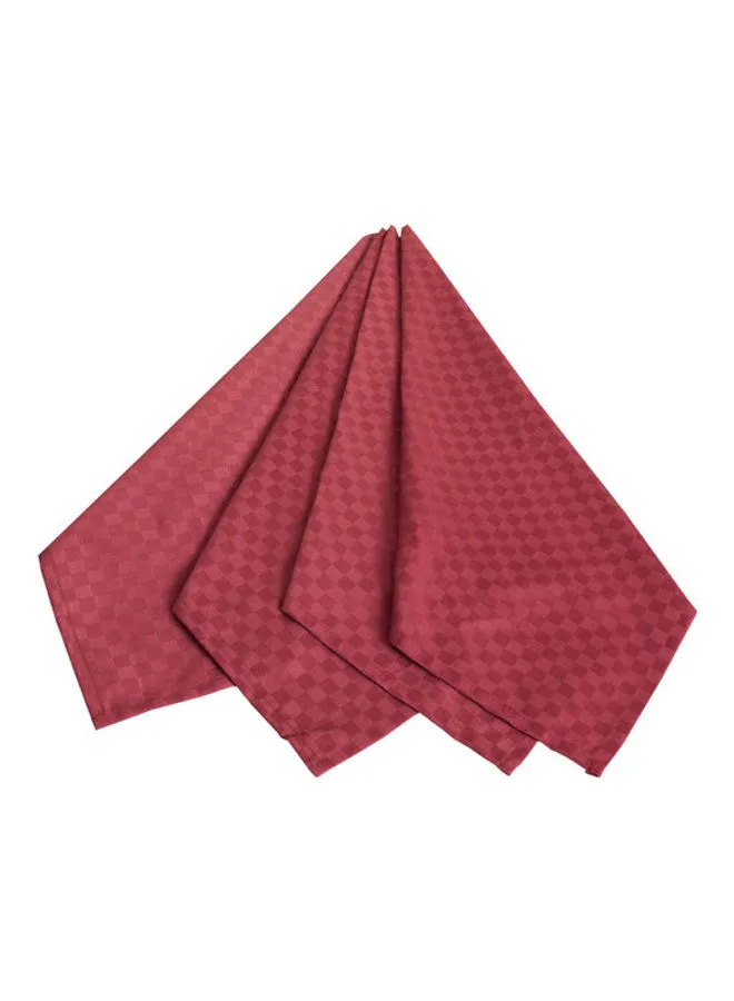 Hotel Linen Klub 4-Piece 100% Cotton Dobby Jacquard Table Cloth Napkins Set Maroon 50x50cm