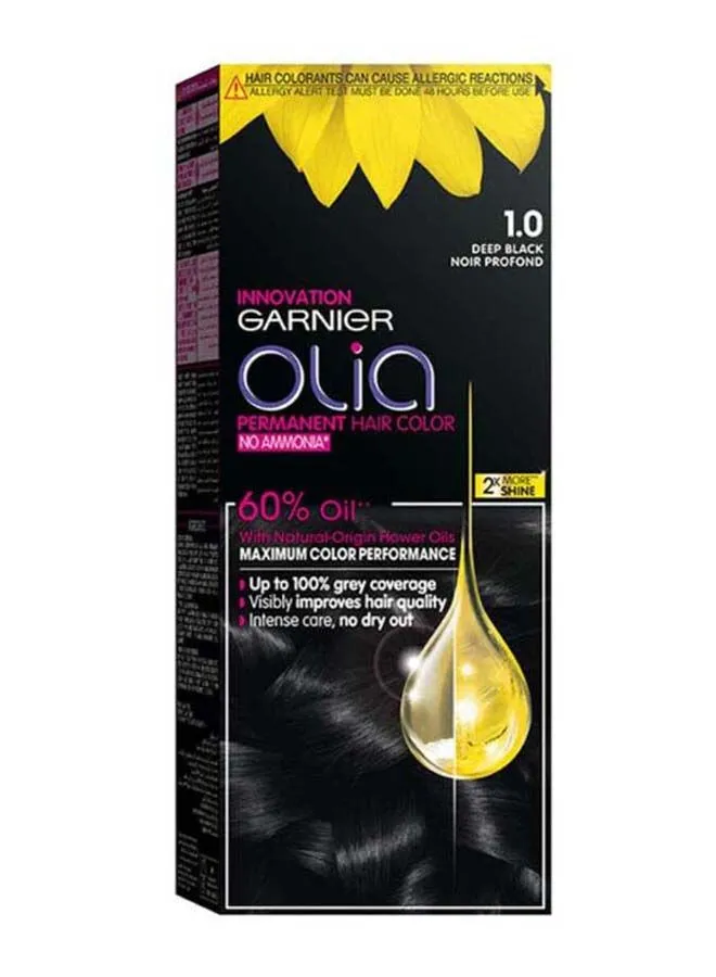 Garnier Olia No Ammonia Permanent Brilliant Color Oil-Rich Permanent Hair Color Haircolor 1.0 Deep Black