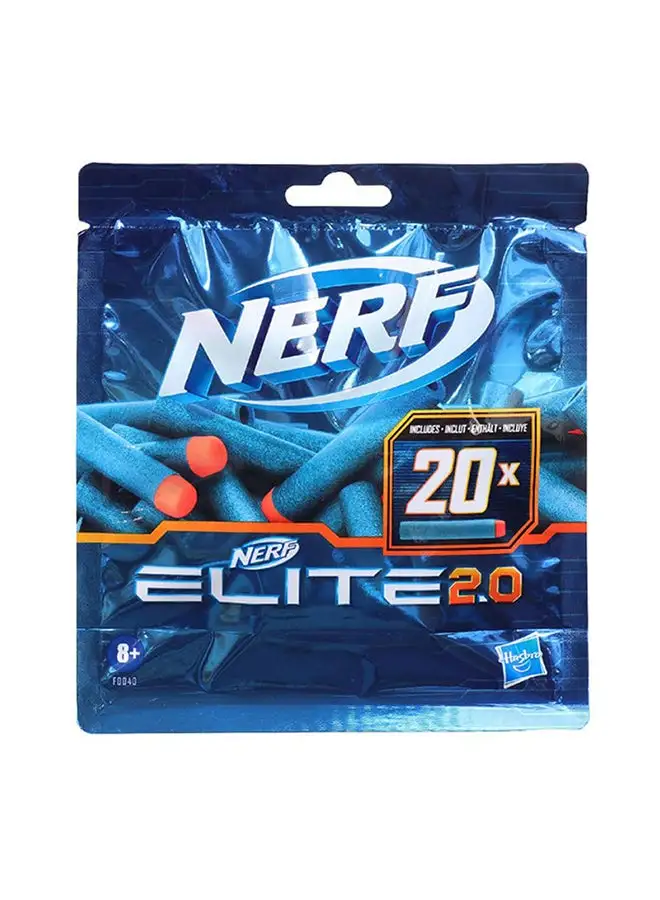 حزمة NERF Nerf Elite 2.0 20-Dart لإعادة الملء - 20 سهمًا رسميًا Nerf Foam لـ Nerf Elite 2.0 Blasters - متوافق مع جميع Nerf Elite Blasters