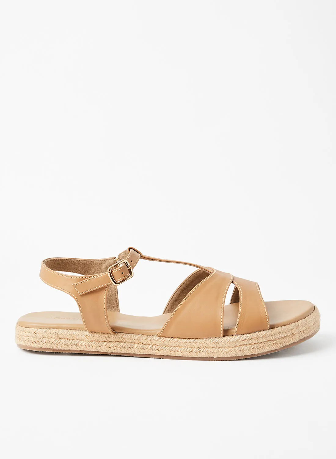 Geoomnii Carolina Stylish Platform Espadrille Sandal Beige