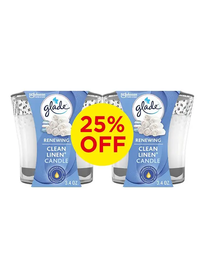 Glade Clean Linen Scented Candle Pack of 2 3.4 Oz