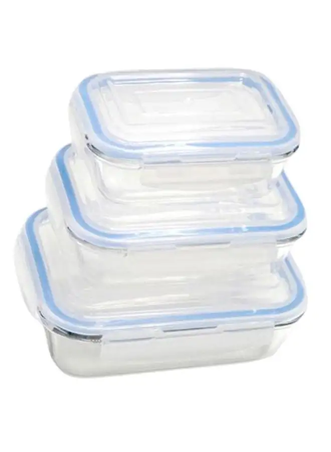 Feelings 3-Piece Glass Food Storage Set Clear/Blue 21x16x15cm