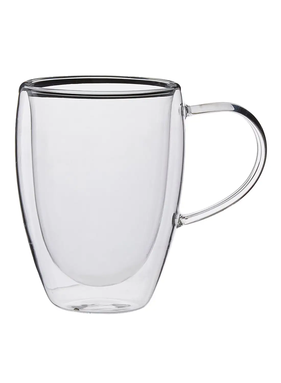 Goldedge Handle Design Double Wall Insulated  Tea Cup Clear 20cm