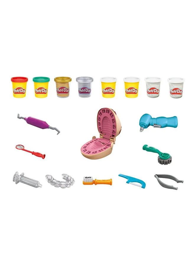 Hasbro Play-Doh Drill 'n Fill Dentist Toy for Kids 3 Years and Up with Cavity and Metallic Colored Modeling Compound, 10 Tools, 6 Total Cans, 2 Ounces Each, Kids Toys, Play-Doh Sets