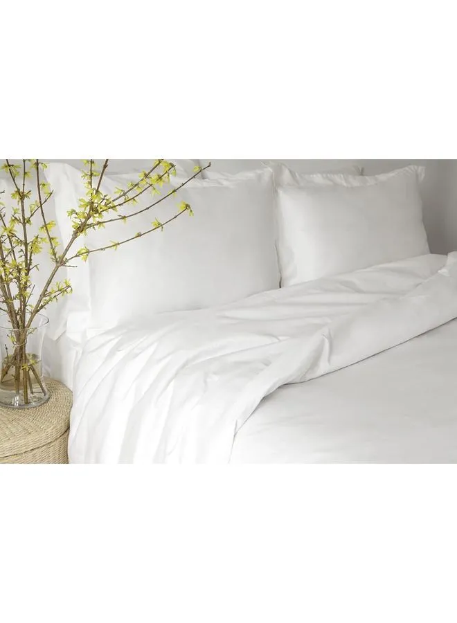 Hotel Linen Klub Queen Duvet Cover 3PC Set - 350TC 100% Long Staple Cotton, Sateen, Luxury Quality, Easy Button Closure, Size: 220 x 230cm + 2PC Pillow Sham 50x75+5 cm Cotton White