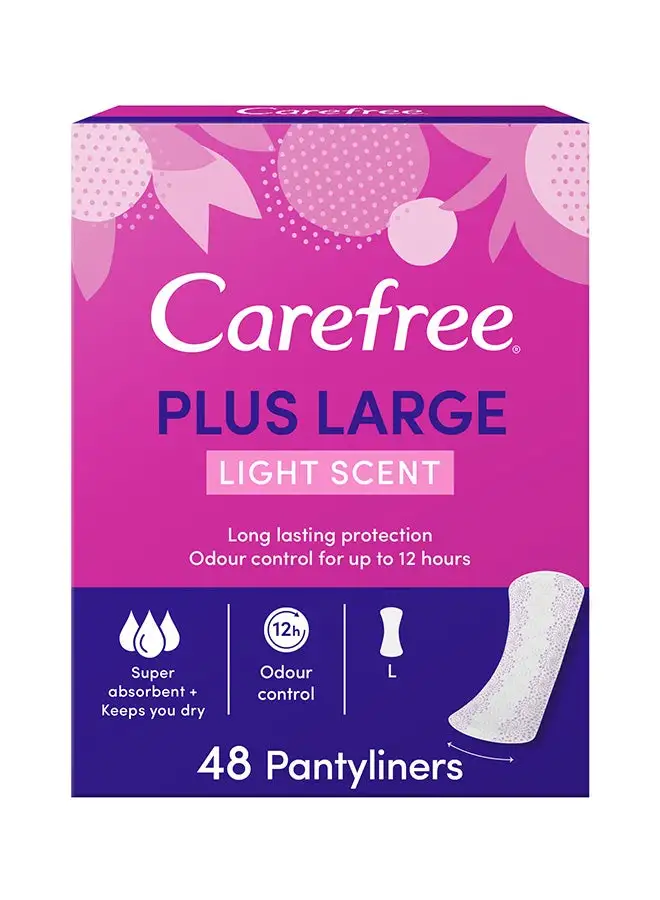 Carefree Panty Liners Plus Large Light Scent 48 Piece