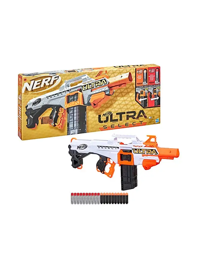 NERF Nerf Ultra Select مسدس بمحرك بالكامل ، حريق للمسافة أو الدقة ، يتضمن مشابك وسهام ، متوافق فقط مع Nerf Ultra Darts