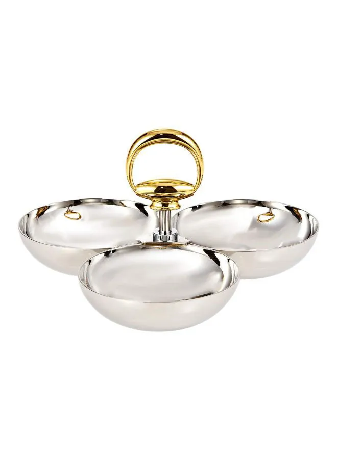 REGENT Lux Gold 3 Comprtment Snack Bowl Multicolour Standard Silver/Gold