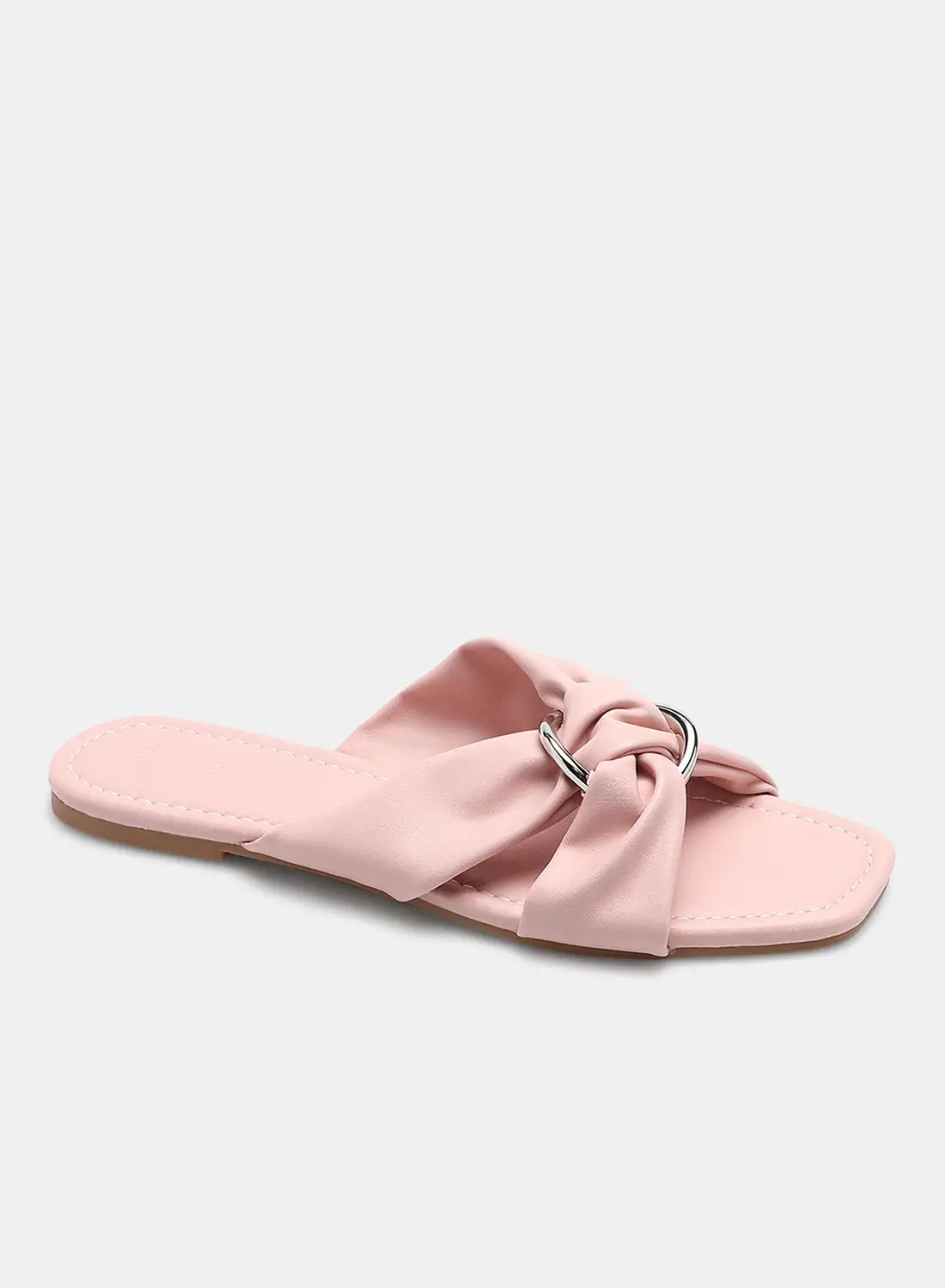 Aila Criss-Cross Strap Flat Sandals Pink