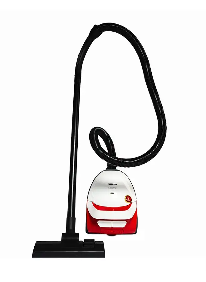 NIKAI Vacuum Cleaner, Compact Design, Automatic Cord Rewinding, Multi-Stage Filtration, Filter Full Indication, Sms Cloth Bag, Easy Carry Handle For Effortless Cleaning 1400 W NVC2302A1 White/Red/Black