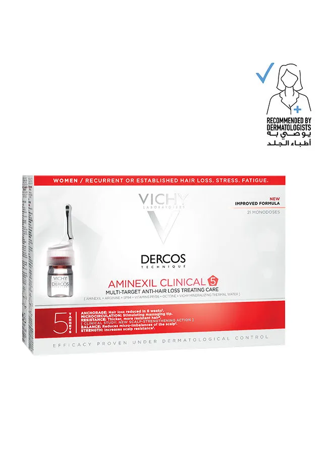 VICHY Dercos Aminexil Clinical 5 Anti-Hair Fall Treatment For Women 21 Doses 6ml