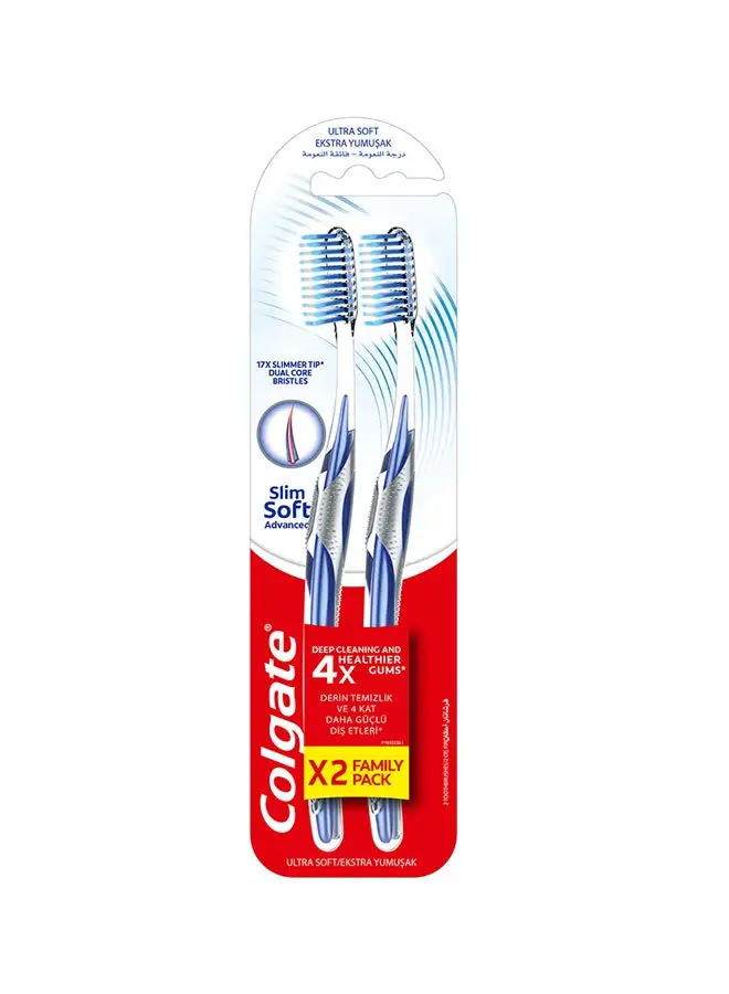 Colgate Slim Soft Advance Toothbrush 2 Pieces Multicolour