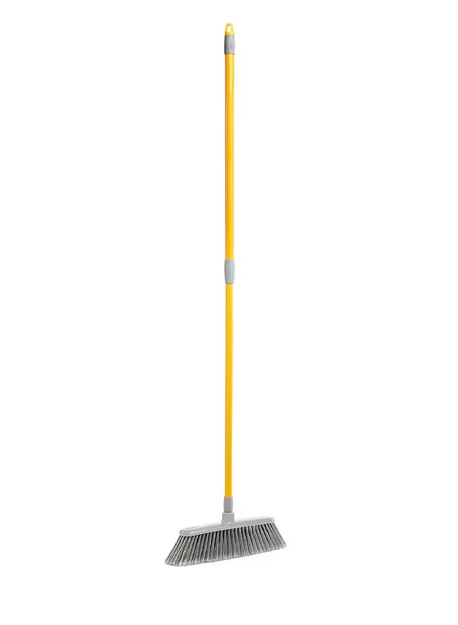 APEX Indoor Floor Wide Broom With Telescopic Handle Yellow/Grey 35x6cm