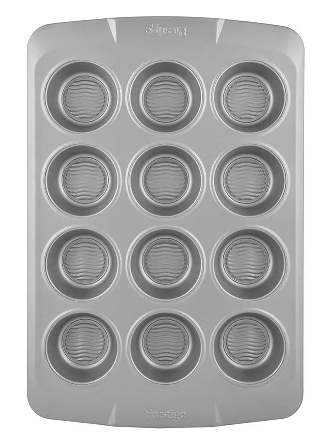 Prestige 12-Cup Muffin Tin Chrome 4.4 x 6.3cm