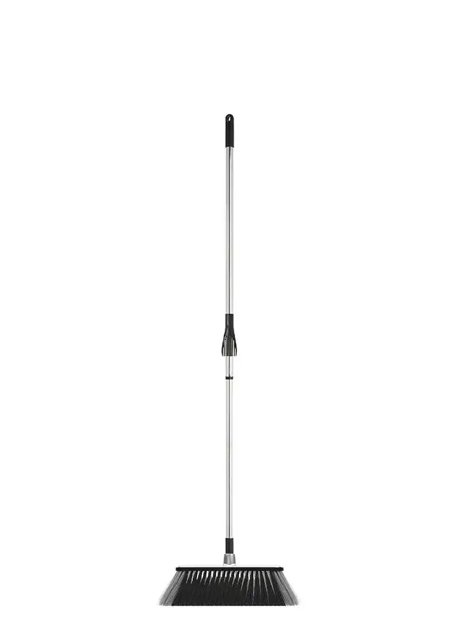 APEX Indoor Floor Crossing Bristles Broom With Rubber Bumper And Telescopic Handle Black/Grey 35x6cm