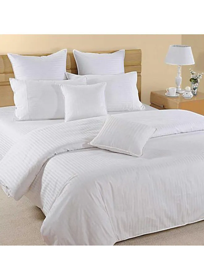 Hotel Linen Klub Striped King Size Duvet Cover Cotton White