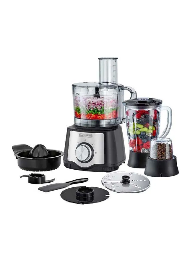 BLACK+DECKER Food Processor 29 Functions 6-in-1 (Blender + Grinder + Citrus Juicer + Dough Maker + Whisker + Food Processor) 600.0 W FX650-B5 Black/Silver