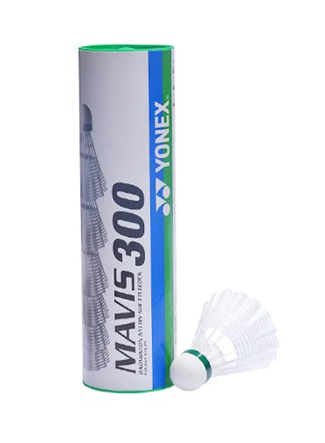 Yonex Yonex Mavis 300 Green Cap Slow Badminton Shuttlecock 6 Pack ، أبيض