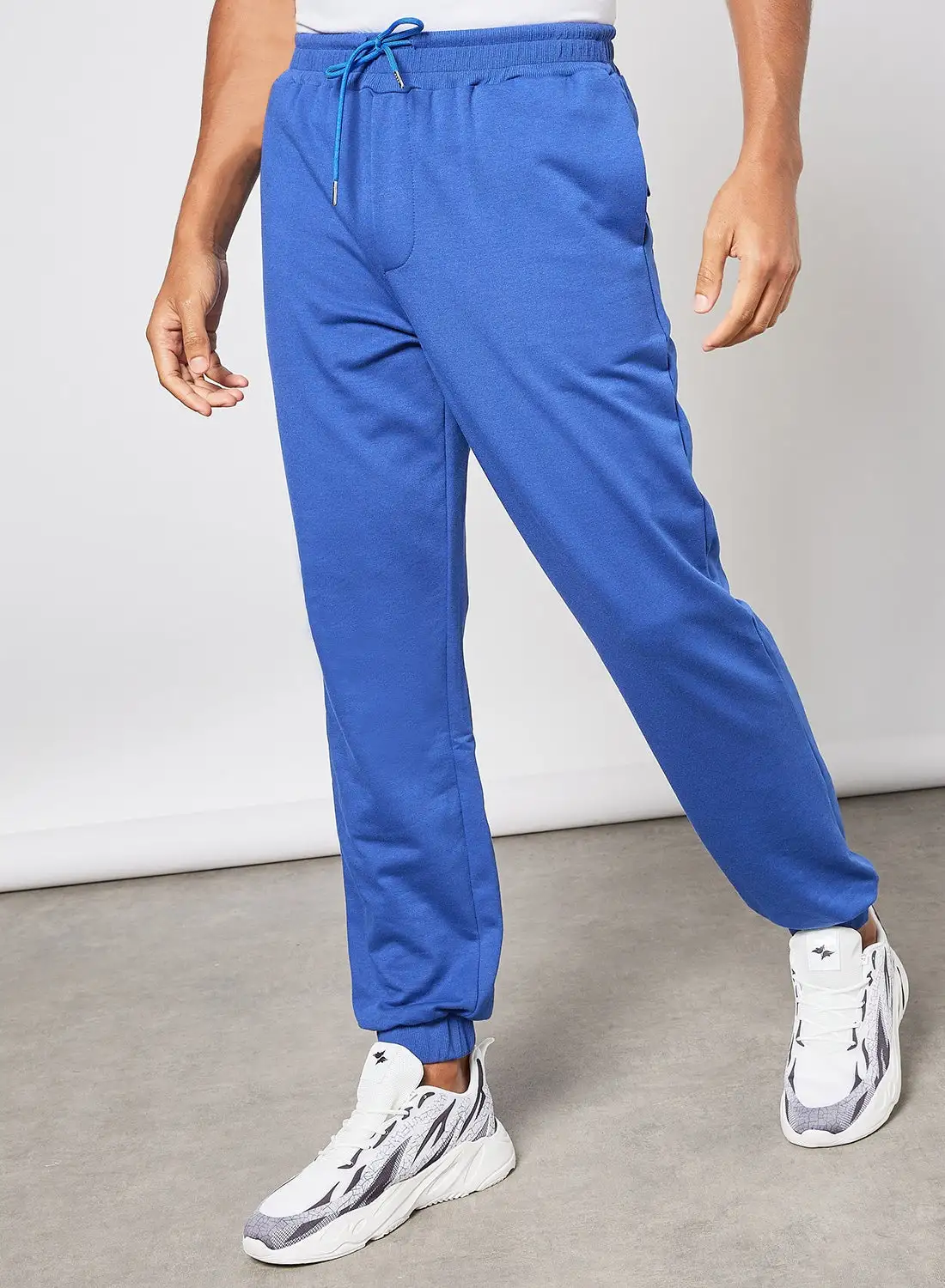 QUWA Casual Sweatpants with Elasticated waistband and back decorated pockets Blue