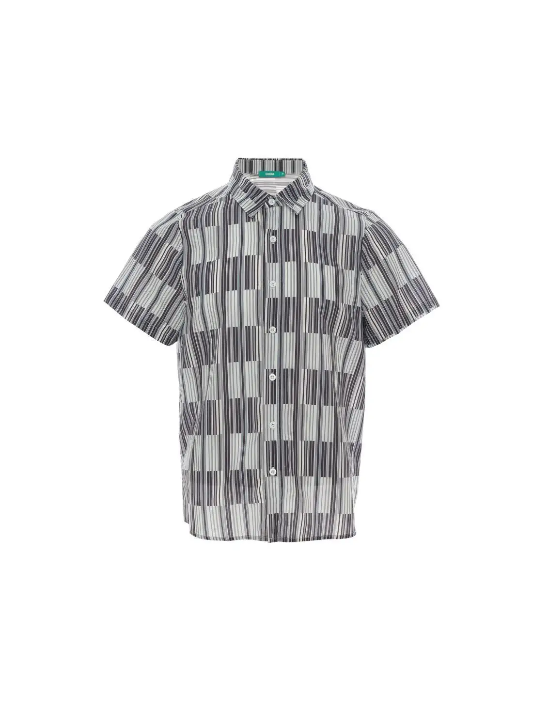 QUWA Men Irregular Striped Short Sleeve Shirt Black