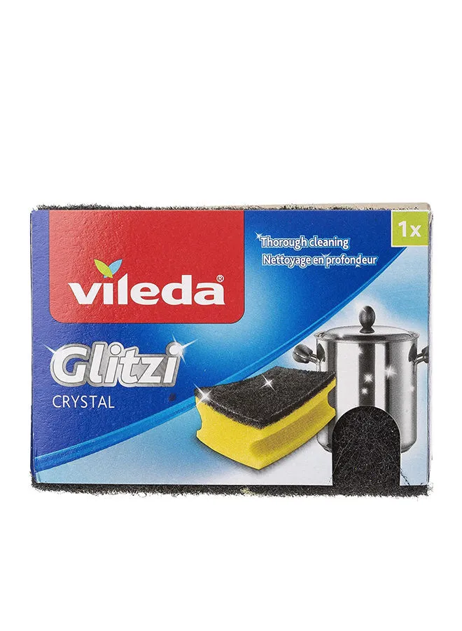 Vileda Glitzi Crystal Scourer Sponge 1 Pc, Antibacterial, Long Lasting, Hygienic - Yellow And Black (1 Pc Per Pack) Multicolor