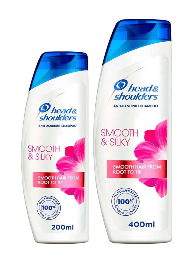 Head & Shoulders Smooth And Silky Anti-Dandruff Shampoo For Dry And Frizzy Hair 400 + 200 Pack of 2