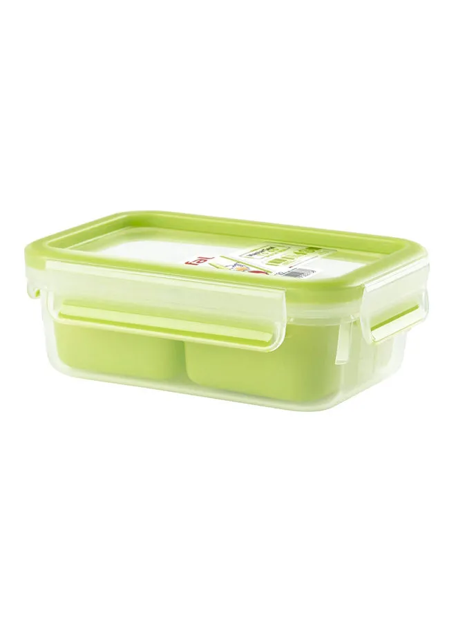 Tefal Masterseal To Go Snack Box, Plastic 0.55L With 2 Inserts Green/White 0.55Liters