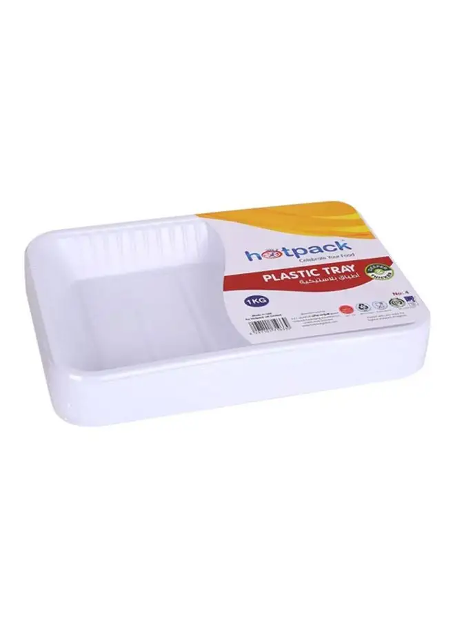 Hotpack Rectangle Plastic Serving Tray White 1kg 6.8x26.8x18.2cm