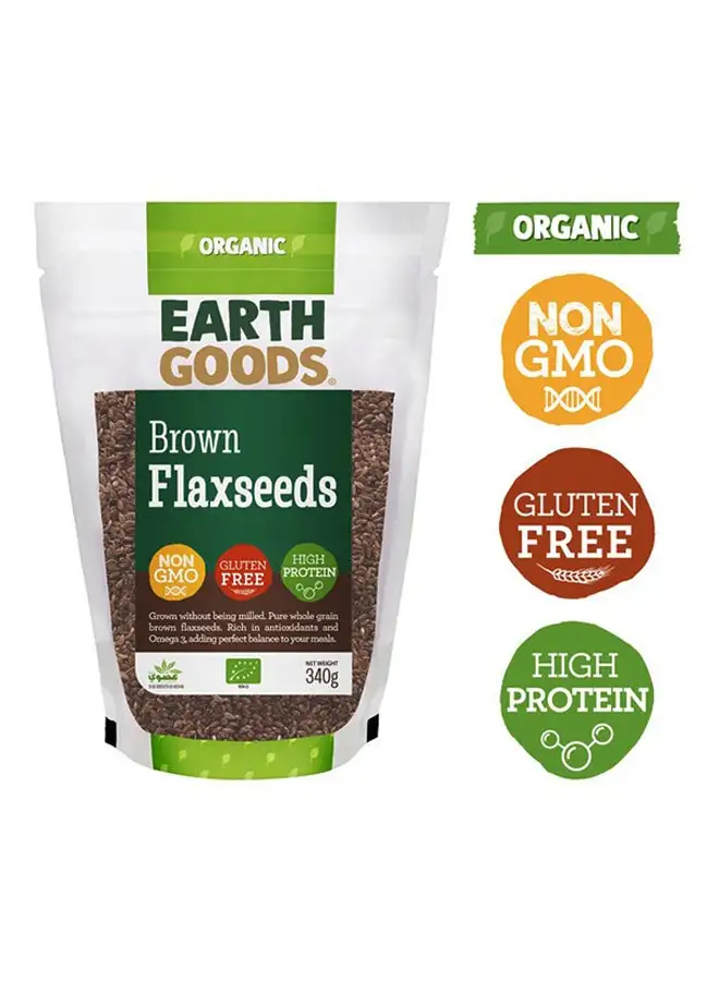 Earth Goods Organic High Protein Gluten-Free Brown Flaxseeds 340grams